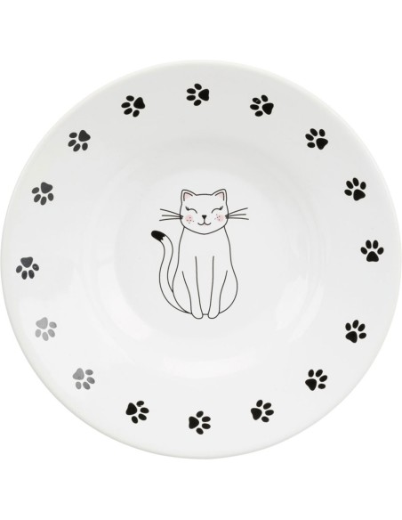 Comedero cerámico llano para gato color blanco Trixie