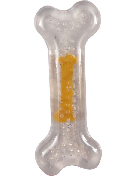 Hueso transparente para perro TPR Flamingo sabor pollo
