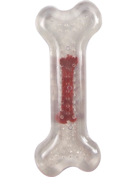 Hueso transparente para perro TPR Flamingo sabor ternera