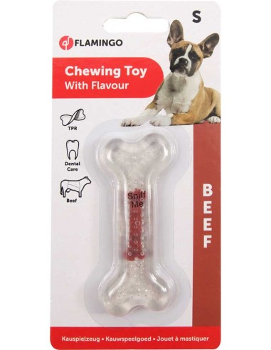 Hueso transparente para perro TPR Flamingo sabor ternera