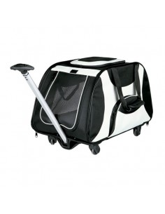 Trolley para transporte de perros en nylon alta resistencia negro y gris