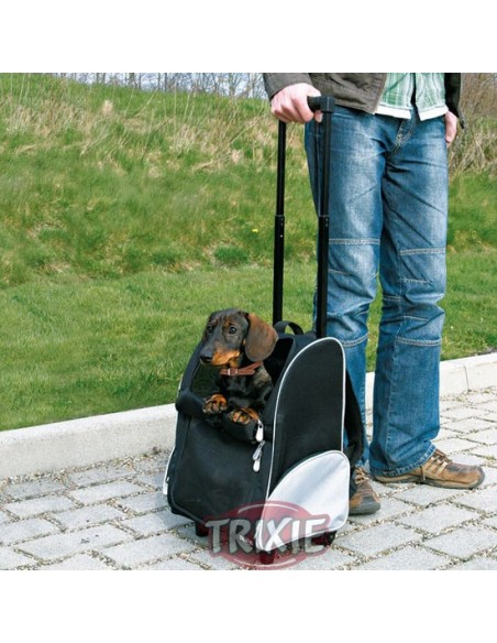 Trolley-Mochila para transporte de perros en nylon negro Trolley-Mochila para transporte de perros en nylon negro