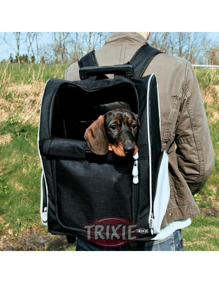 Trolley-Mochila para transporte de perros en nylon negro Trolley-Mochila para transporte de perros en nylon negro
