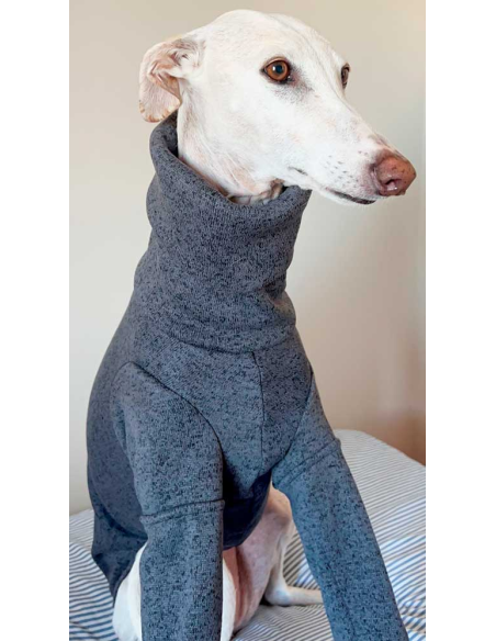 Forro polar doble tejido para galgo color gris con mangas