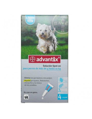 Pipeta Advantix para perros entre 4 y 10 Kg