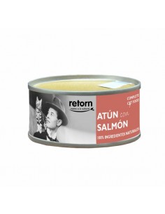 Lata para gato, atún con salmón porcentaje mínimo de atún 40 por ciento  y salmón 8 por ciento