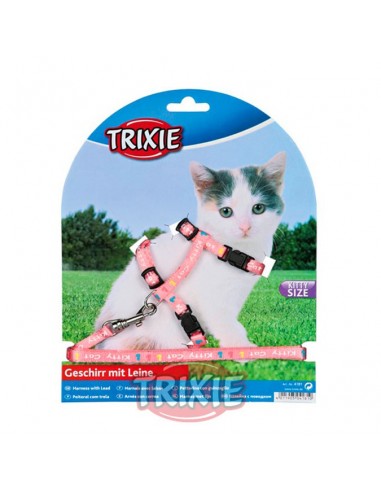 Arnés y correa para gato cachorro rosa con dibujos Kitty