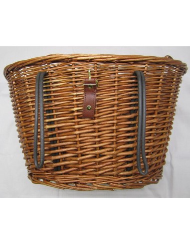 Transportín delantero para llevar perro en bicicleta, en mimbre natural