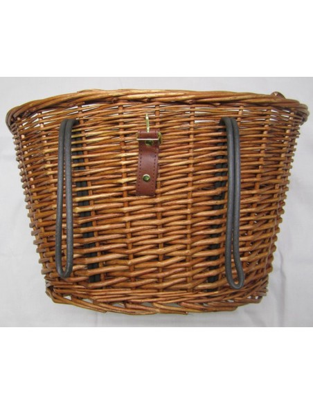 Transportín delantero para llevar perro en bicicleta, en mimbre natural