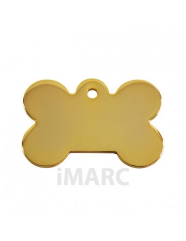 Placa identificativa para perro, hueso bañado en oro