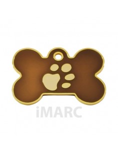 Placa identificativa para perro, hueso con huella grabada