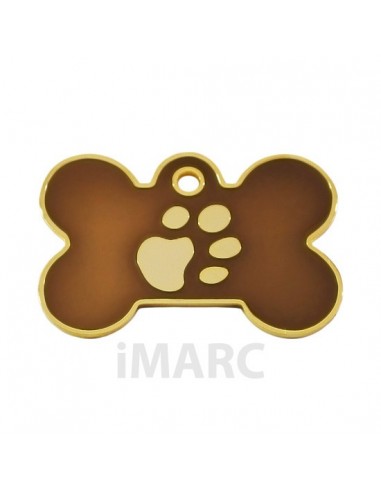 Placa identificativa para perro, hueso con huella grabada 