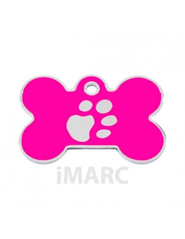 Placa identificativa para perro, hueso con huella grabada 