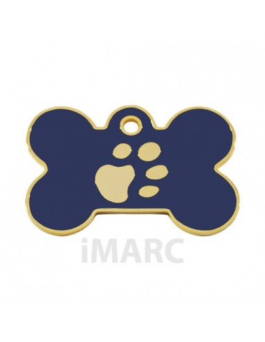Placa identificativa para perro, hueso con huella grabada pequeña