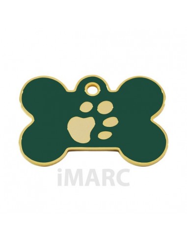 Placa identificativa para perro, hueso con huella grabada pequeña