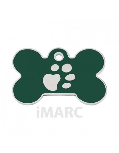 Placa identificativa para perro, hueso con huella grabada pequeña