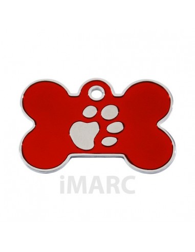 Placa identificativa para perro, hueso con huella grabada pequeña
