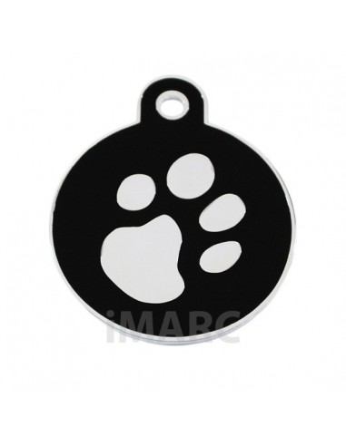 Placa identificativa para perro, redonda con huella grabada pequeña