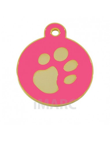 Placa identificativa para perro, redonda con huella grabada pequeña