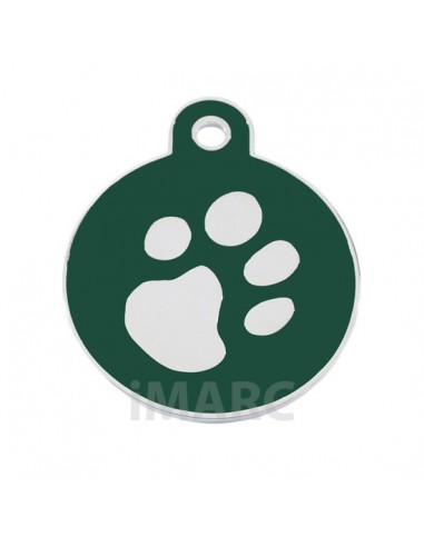 Placa identificativa para perro, redonda con huella grabada pequeña