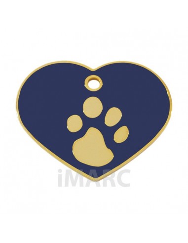 Placa identificativa para perro, corazón con huella grabada pequeña