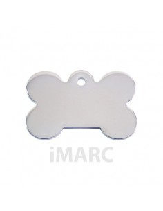 Placa identificativa para perro, hueso bañado en plata