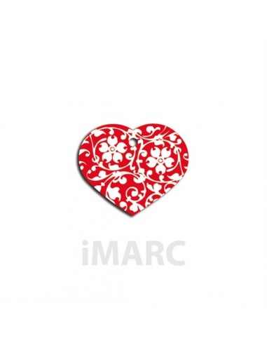 Placa identificativa para perro, corazón con flores en colores