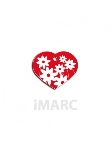 Placa identificativa para perro, corazón con margaritas en colores
