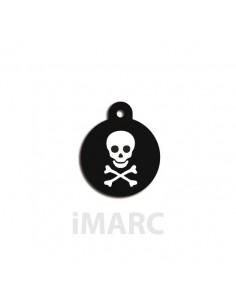 Placa identificativa para perro,  redonda decorado calavera