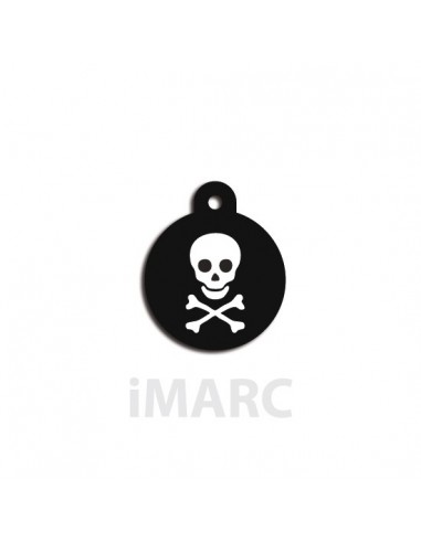 Placa identificativa para perro,  redonda decorado calavera 