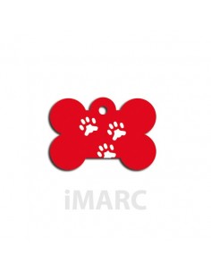 Placa identificativa para perro,  hueso decorado tres huellas