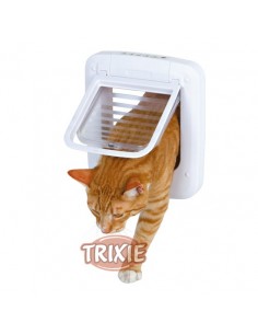 Puerta gatera en plástico blanco electrónica