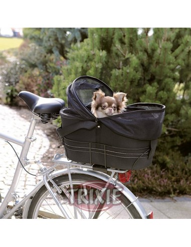 Cesta para llevar perro en bicicleta, en nylon negro