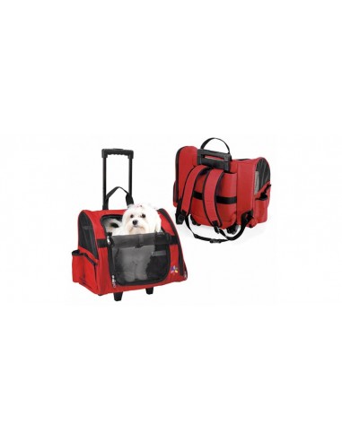 Trolley para transporte de perros en nylon rojo