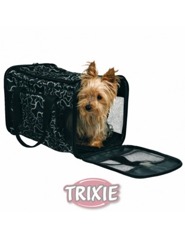 Bolso para transporte de perros nylon negro con dibujos
