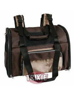 Mochila para transporte de perros en nylon marrón