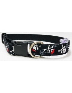 Collar para perro loneta negra con motivos de piratas
