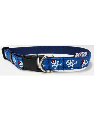 Collar para perro loneta azul con motivos de piratas