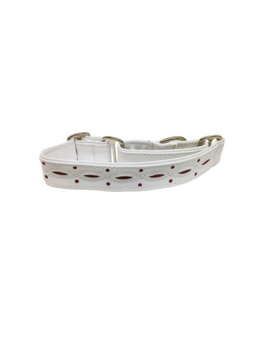Collar para galgo en piel blanco calado extrasuave