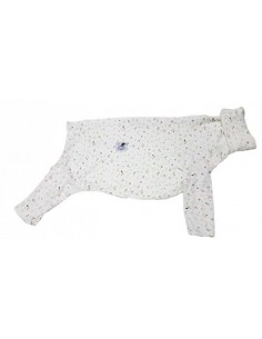 Pijama para galgo de felpa, motivos casita, pollo y luna