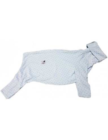 Pijama para perro de felpa, azul celeste con estrellas