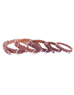 Collares para perros Piel Flor trenzado marrón