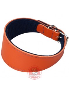 Collar para galgo piel flor naranja ancho forrado