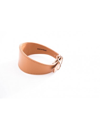 Collares galgos piel flor ancho marrón claro