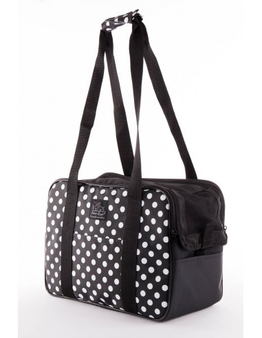 Bolso rigido para transporte de perros/gatos, negro con topitoss