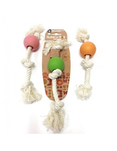 Juguete para perro pelota caucho natural con cuerda
