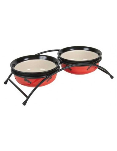 Comedero cerámico con soporte para gatos