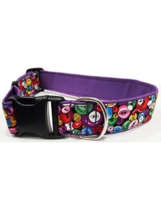 Collar para perro loneta malva con motivos de botones