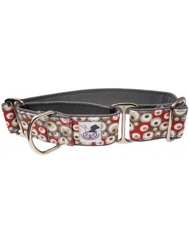 Collar para galgo en tela loneta muy resistente gris con dibujos