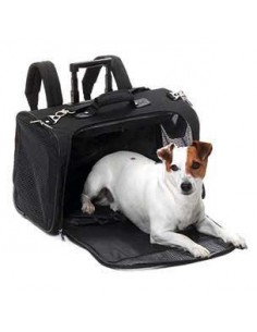Trolley para transporte de perros en nylon negro